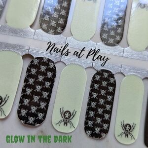 5 for $15 Nail Wraps- Glow in the dark Black Widow